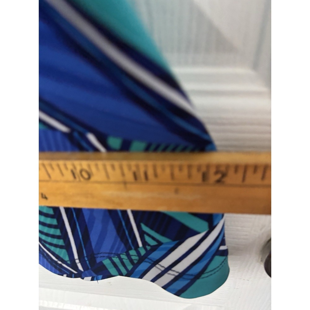 Susan Graver Pill On Crop Pants Women's 1X Blue Liquid Knit Elastic Waist Geomet - Picture 8 of 9